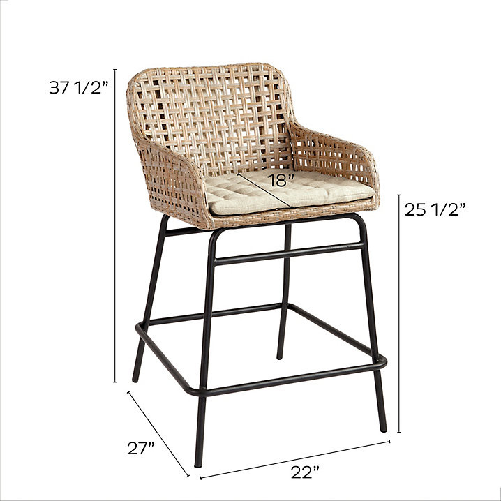 Bailey Woven Stools with All Weather Wicker & Metal Frame for Indoor/Outdoor Use | Ballard Designs, Inc.
