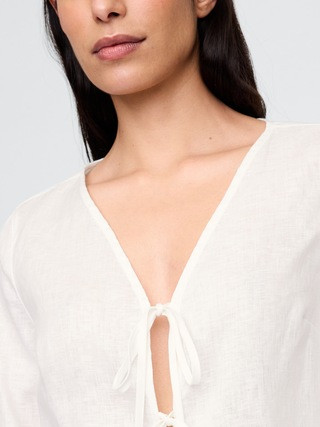 100% Linen Tie-Front Shirt | Gap (US)