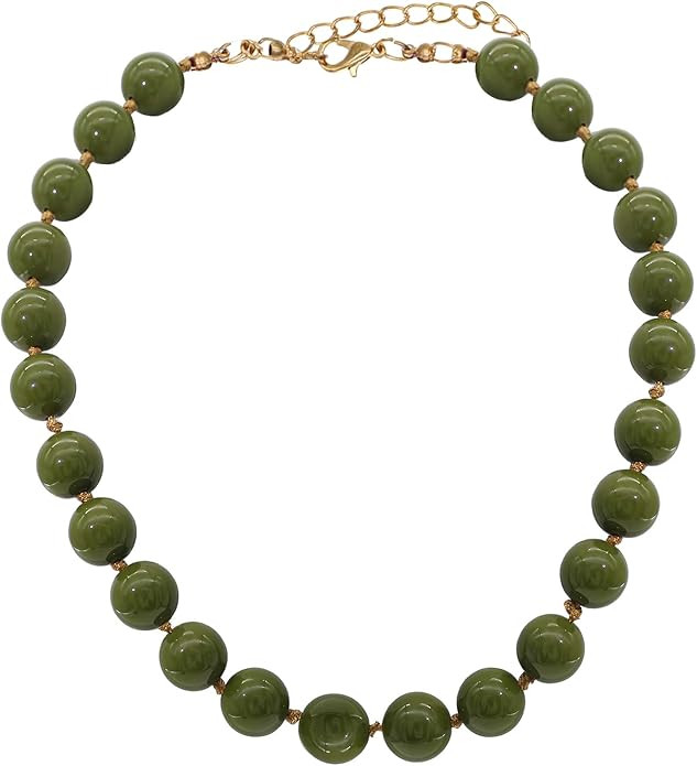 We We Chunky Large Beaded Necklace for Women Big Acrylic Round Beads Statement Necklaces Costume ... | Amazon (US)
