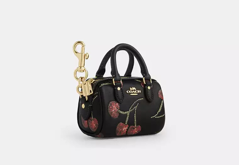 Coach Outlet Mini Rowan Bag Charm With Cherry Print - Black | Coach Outlet US
