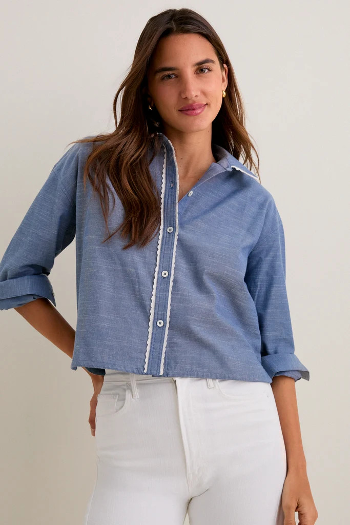 Chambray Cropped Jasper Button Down | Tuckernuck (US)