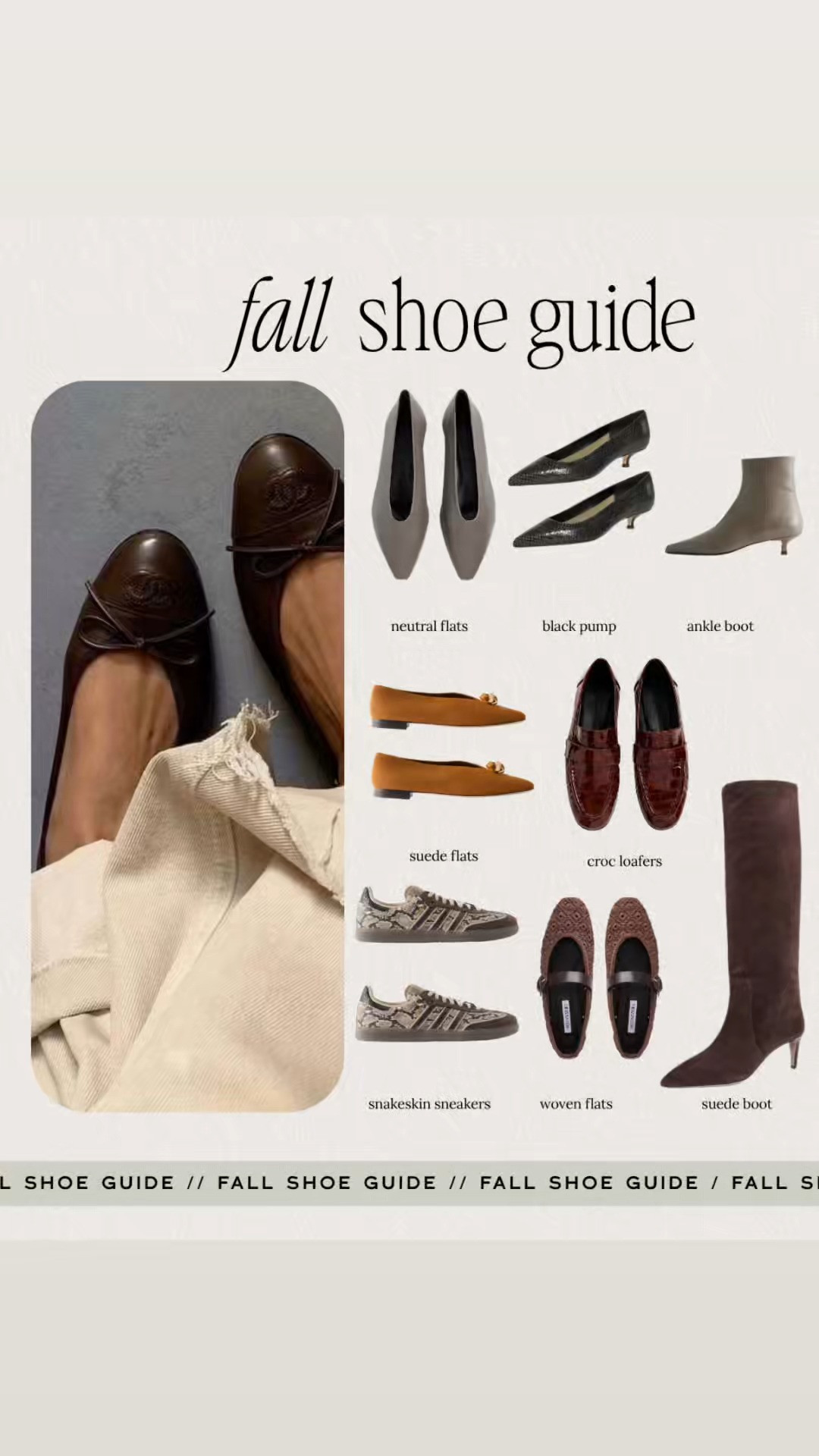 Sharing my fall shoe guide! A roundup of fall shoe favorites. From suede flats, snakeskin sneakers, knee high boots, leather pumps, and more! 

 #LTKootd #LTKSeasonal #LTKWorkwear