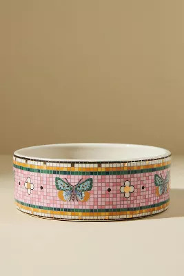 Large Bistro Garden Tile Pet Bowl | Anthropologie (US)