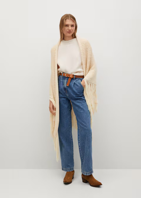 Strukturierter Poncho mit Fransen | MANGO (DE)