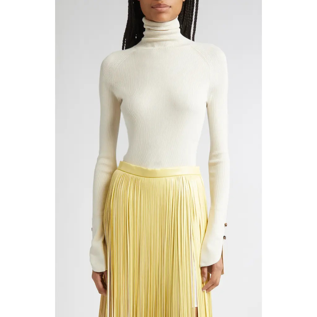 Proenza Schouler Belle Silk Turtleneck Sweater in Off White at Nordstrom, Size Medium | Nordstrom