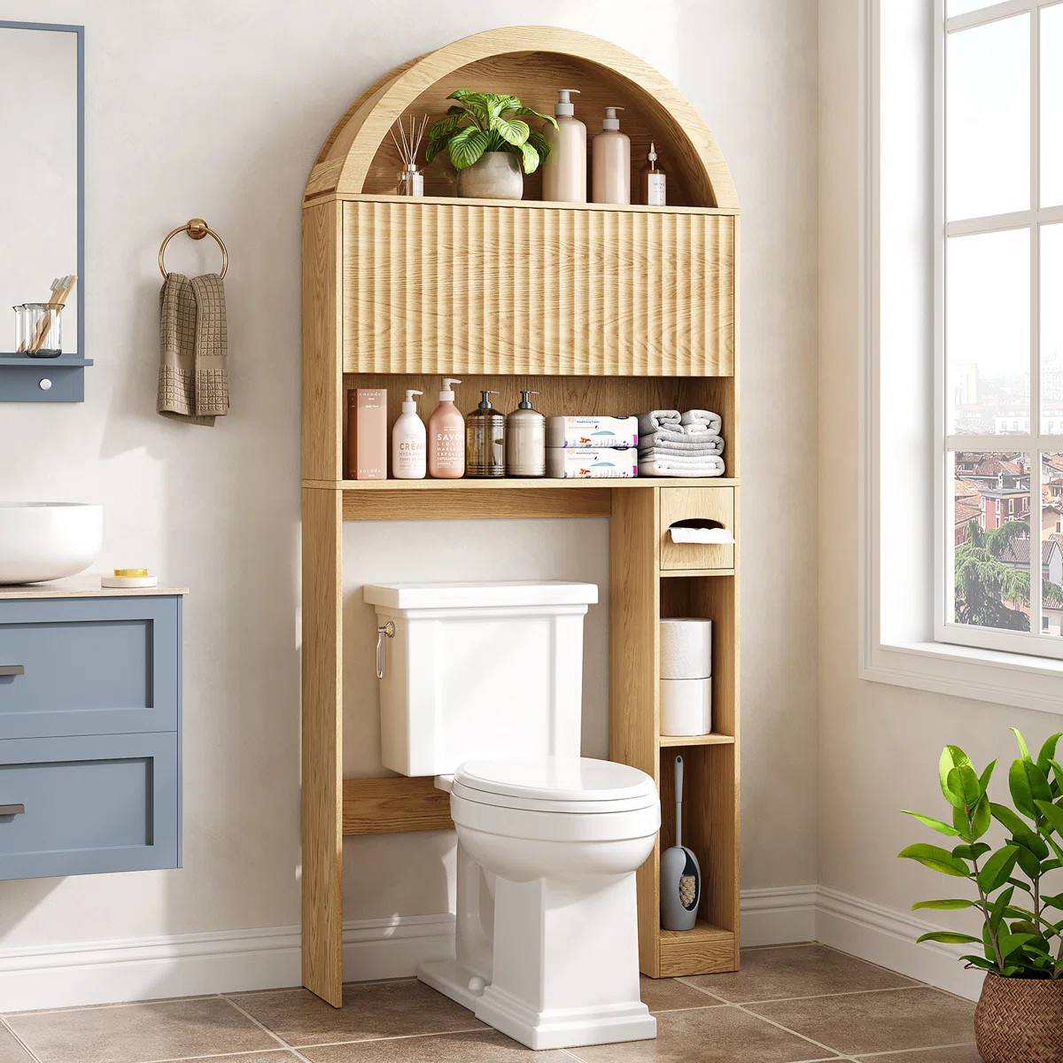 Arched Over the Toilet Storage Cabinet, Bathroom Storages Organizer Cabinets with Doors, Above To... | Wayfair North America