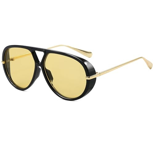 Trendy Oversized Aviator Sunglasses for Women Men Retro Big Round Shield Sun Glasses Vintage Shad... | Amazon (US)