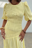 Butter Yellow Shirred Nara Dress | Never Fully Dressed (UK & IE)