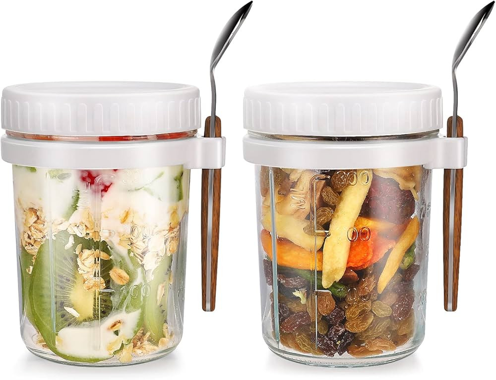 Xigugo Overnight Oats Jars, Overnight Oats Container with Lid and Spoon, 10 oz Cereal, Milk, Vege... | Amazon (US)