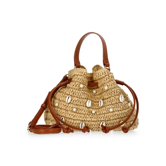 Time and Tru Women's Shell Bucket Bag, Natural | Walmart (US)