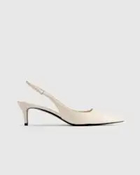 Italian Leather 55mm Slingback Pump in Bone Patent | Quince