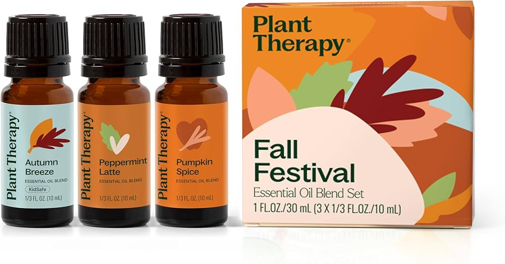 Plant Therapy Fall Festival Essential Oil Blend Set 10 mL (1/3 oz) of Autumn Breeze, Peppermint L... | Amazon (US)