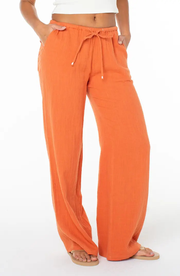 Iyla Cotton Crinkle Gauze Wide Leg Pants | Nordstrom