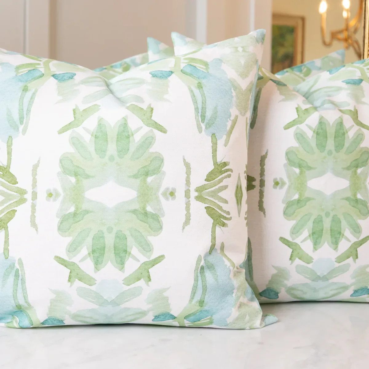 Wildflowers I Sage Green & Blue Luxury Pillow Large Repeat | Truett Designs