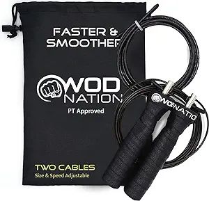 WOD Nation Attack Speed Jump Rope : Adjustable Jumping Ropes : Unique Two Cable Skipping Workout ... | Amazon (US)
