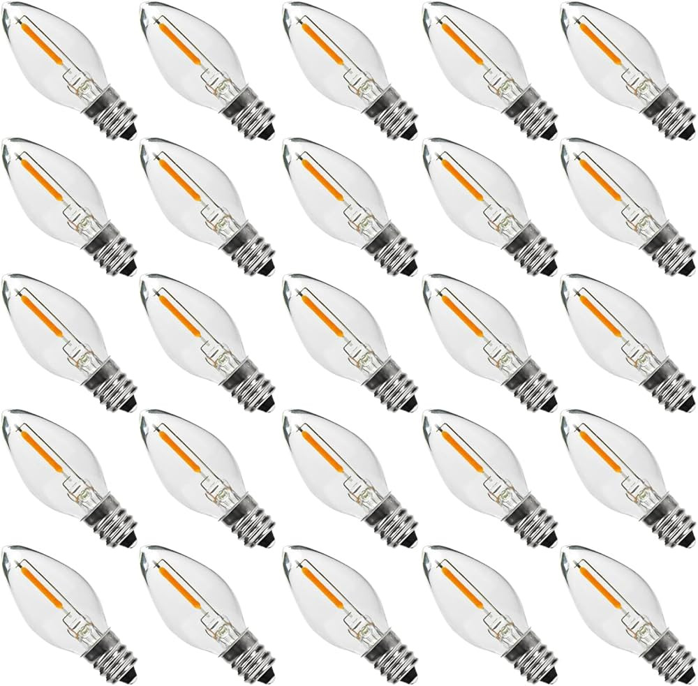 25PACK LED Night Light Bulbs, C7 Candelabra LED Light Bulbs, E12 Chandelier Base, 0.6W Equivalent... | Amazon (US)