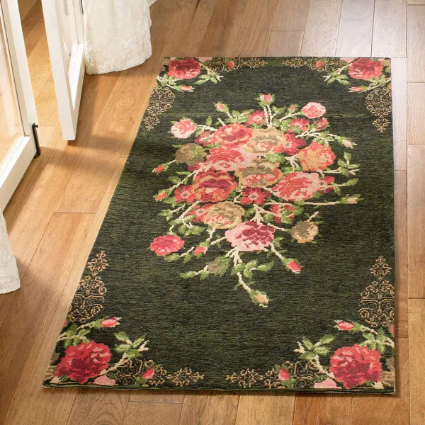 SAFAVIEH Classic Vintage Boho Gaynell Oriental Cotton Rug - 5' x 8' - Black/Red | Bed Bath & Beyond