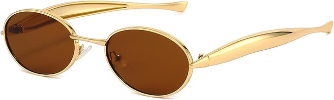Retro Oval Sunglasses for Women Men 70s Trendy Sardine Sun Glasses Gold Metal Frame Shades UV400 ... | Amazon (US)