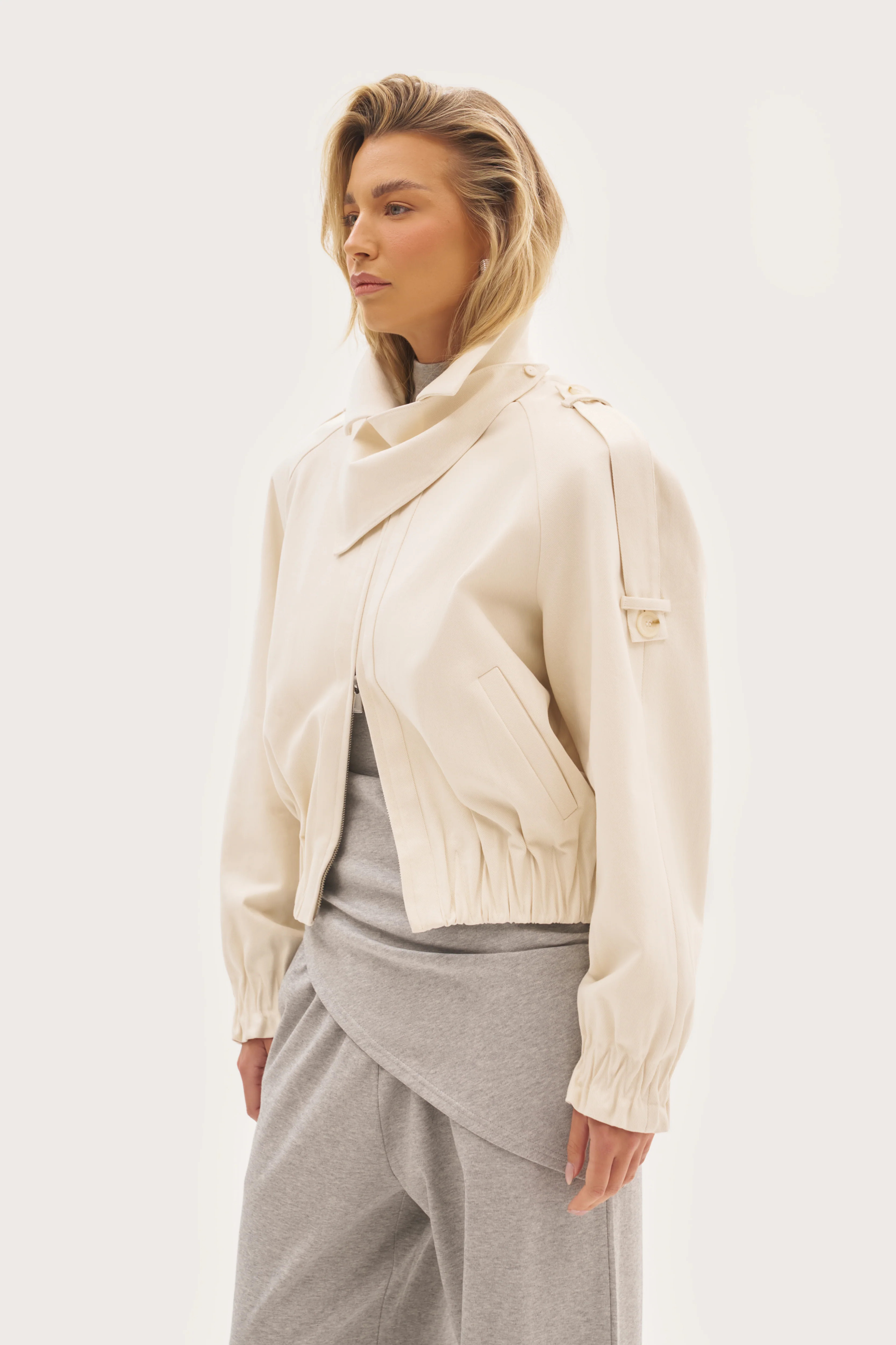 Albina Neckerchief Jacket - Cream | Maebe UK