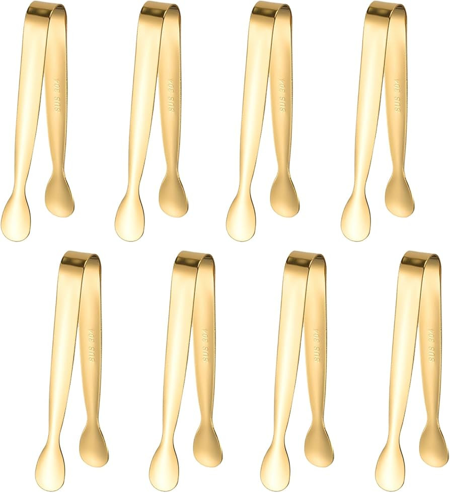 8PCS Gold Mini Metal Tongs, 4.3" Stainless Steel Tiny Tong, Small Kitchen Accessories for Serving... | Amazon (US)