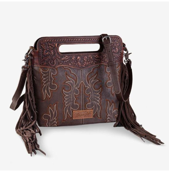 Wrangler Boot Stitch Fringe Crossbody Bag Coffee | Rod's Western Palace/ Country Grace