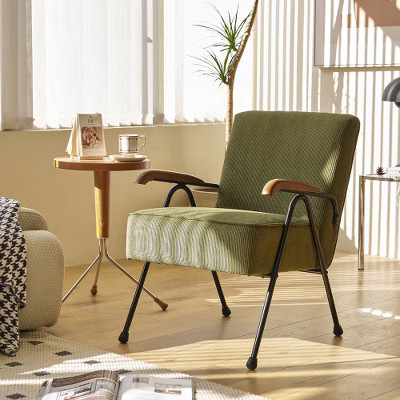 Ridstar Modern High-Back Upholstered Armchair with Metal Legs and Cushion for Home Office, Bedroom & Dining Room-Green | Target