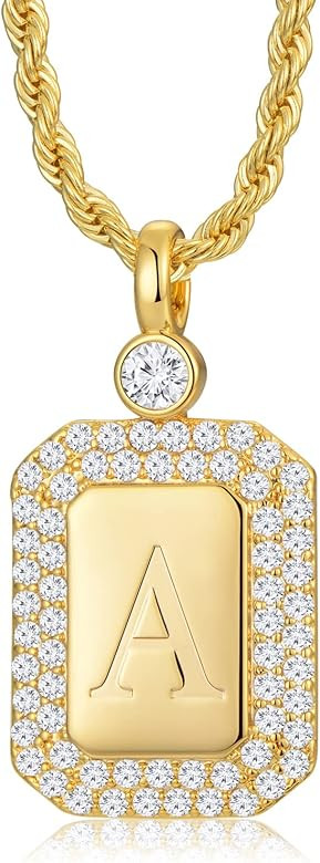 Gold Initial Necklaces for Women, Capital Letter Necklace for Her Birthday Gift for Friends, Yell... | Amazon (US)