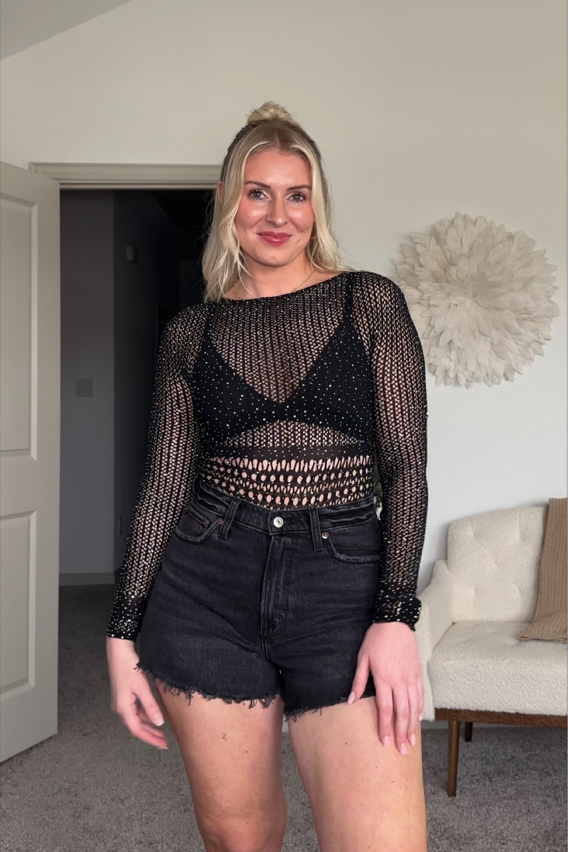 Such a fun outfit! 
black top
Affordable going out top
Fun too
Black edgy top
Black sequin top 

#LTKcurves #LTKunder50 #LTKstyletip