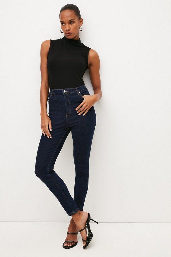 Luxe Cut High Rise Skinny Jeans | Karen Millen UK & IE