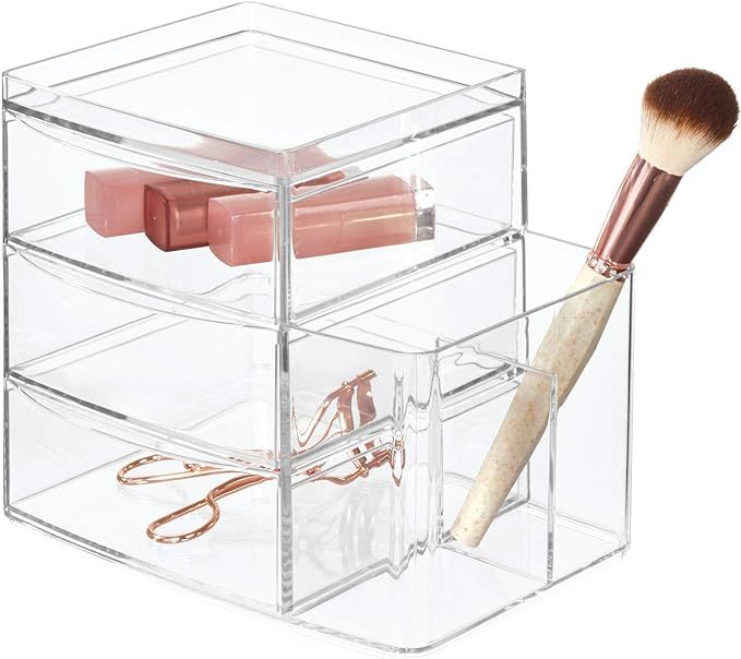 iDesign Clarity Cosmetic Organizer for Vanity Cabinet to Hold Makeup, Brushes, Beauty Products - ... | Amazon (US)