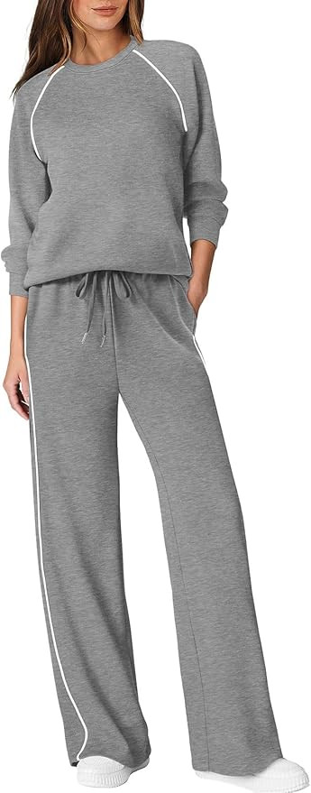 Sampeel Women 2 Piece Lounge Sets Sweatsuit Fall Outfits Matching Wide Leg pants Set Tracksuit Tr... | Amazon (US)
