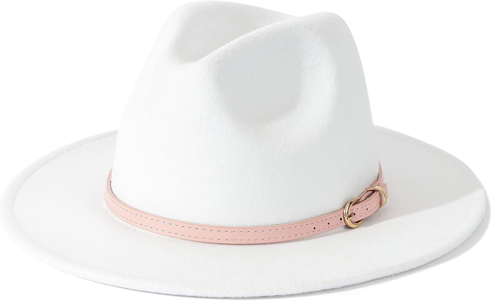 Lisianthus Sombreros de Panamá de ala ancha para mujer, color blanco, con hebilla de cinturón d... | Amazon (US)