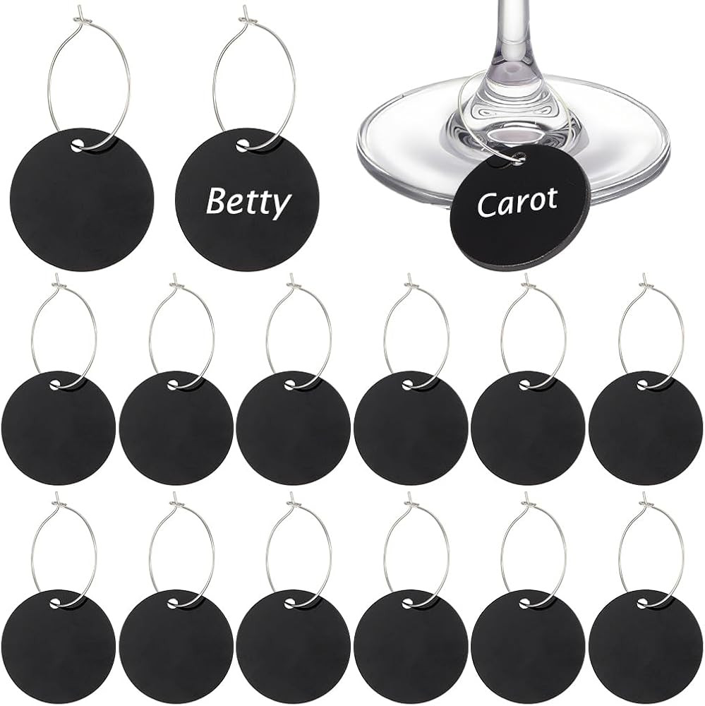 BENECREAT Acrylic Wine Charms, Round Wine Glass Labels Bulk for Cocktail Champagne, Wine Glass Ta... | Amazon (US)