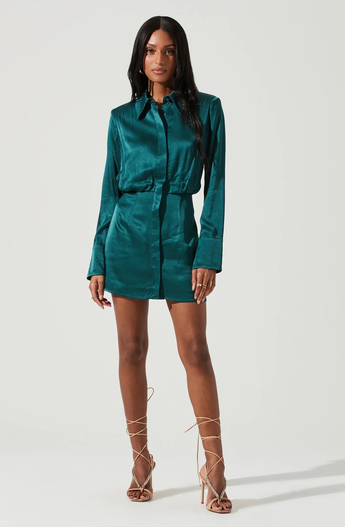 Ruth Satin Shirt Mini Dress | ASTR The Label (US)