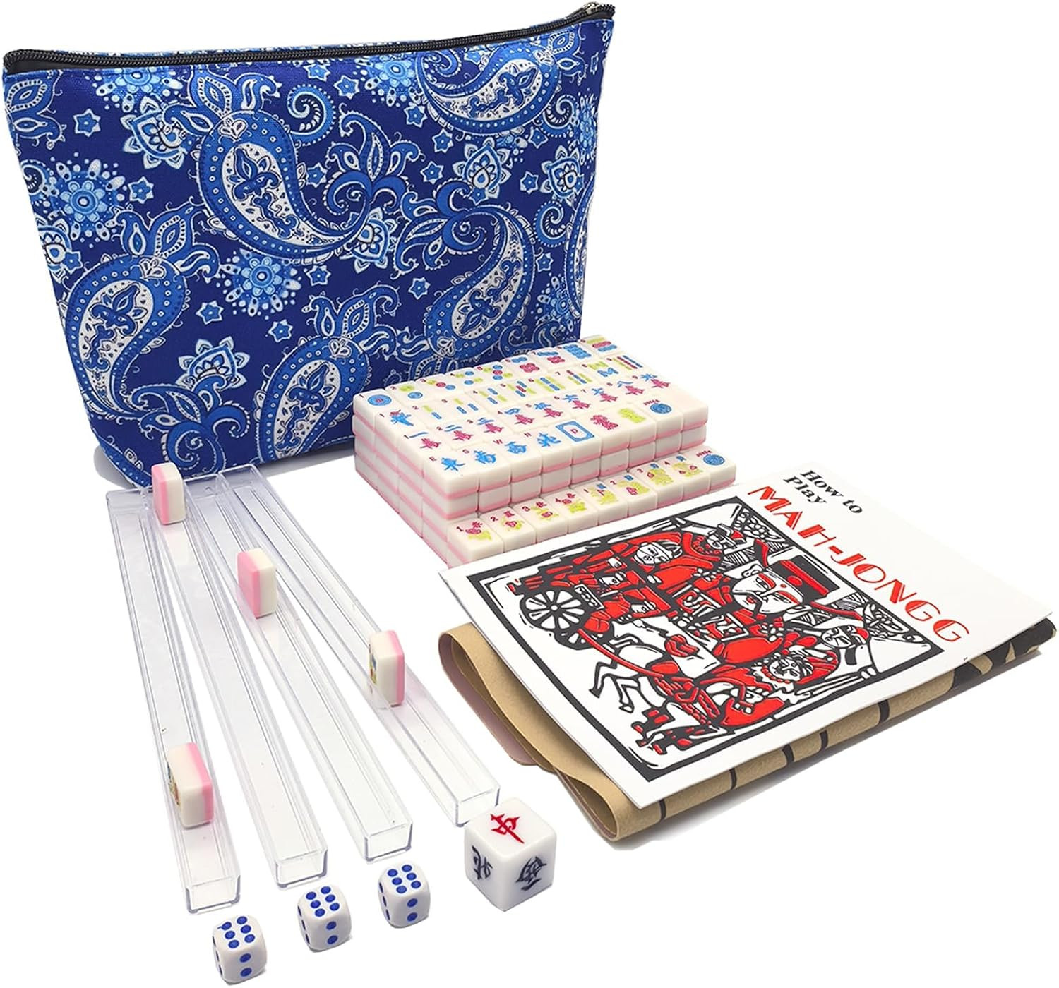 American Mini Mahjong Set 166 Mahjong Tiles 0.9-inch American Mahjong Game Pink Set Thickened Mah-Jongg Tiles Bag Mahjong Tile Set | Amazon (US)