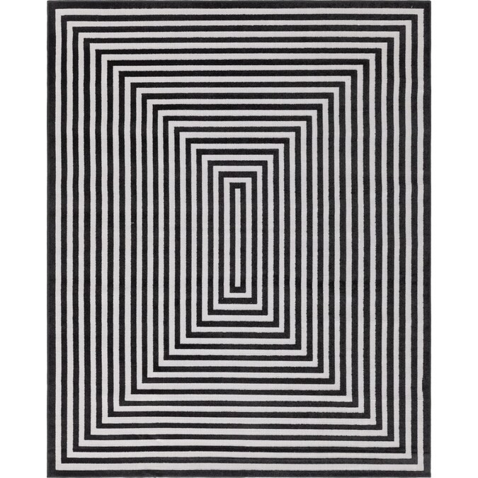 Unique Loom Prescott Sabrina Soto Outdoor Black Indoor/Outdoor French Country Area Rug (Common: 8... | Lowe's