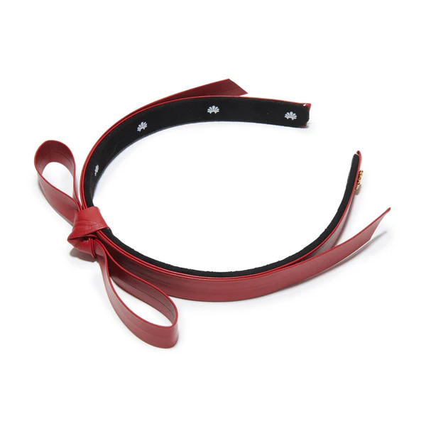 LIPSTICK RED BARDOT FAUX LEATHER HEADBAND | LELE SADOUGHI