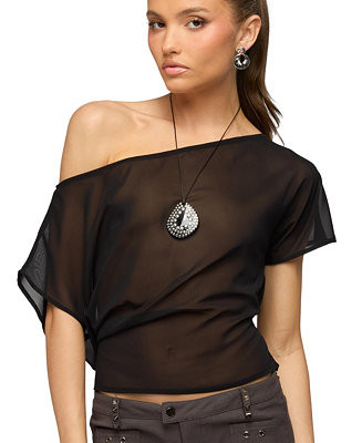 Women's Noria Sheer Chiffon Off Shoulder Top | Macy's