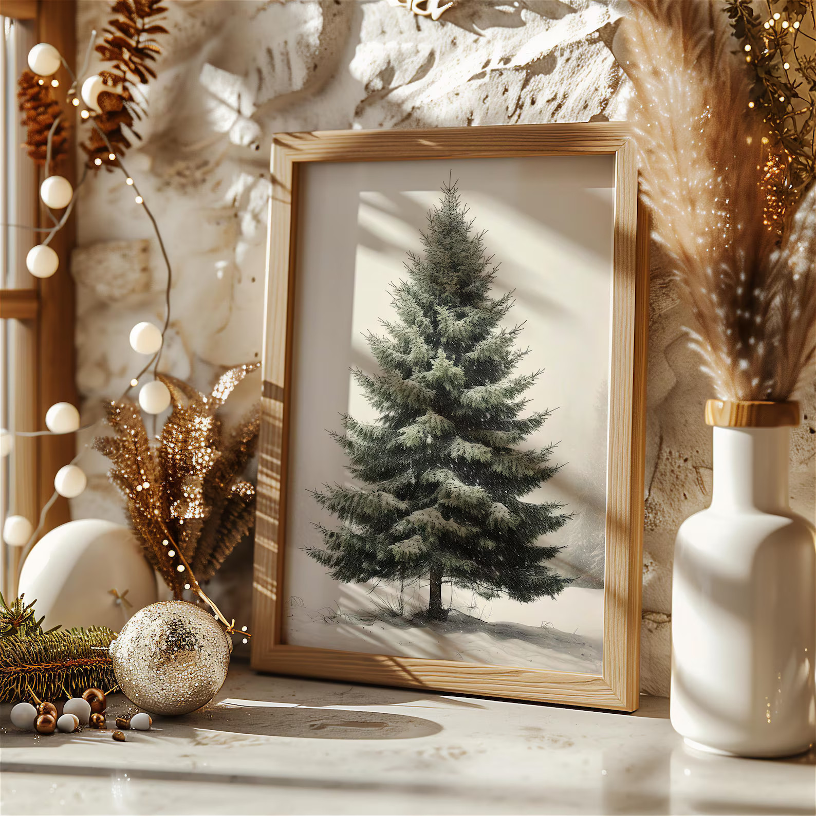 Evergreen Tree Print | Vintage Christmas Tree Print | Fir Evergreen Tree Decor - Etsy | Etsy (US)