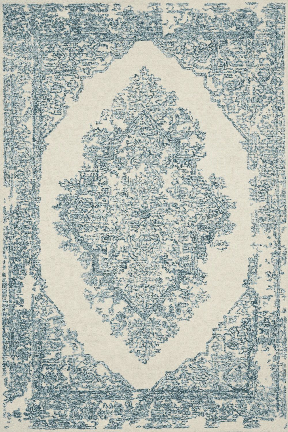 Annie Hooked White & Blue Rug – BURKE DECOR | Burke Decor