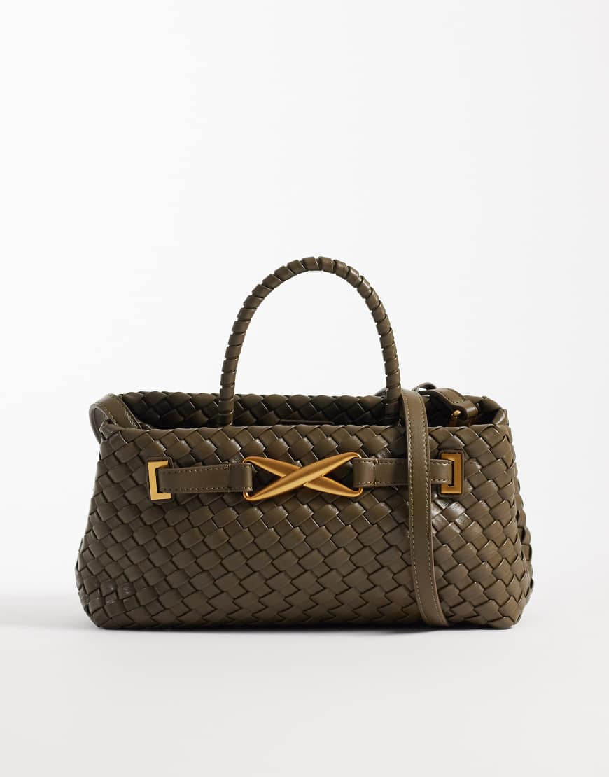 JW PEI Elora woven tote bag in dark olive-Green | ASOS (Global)