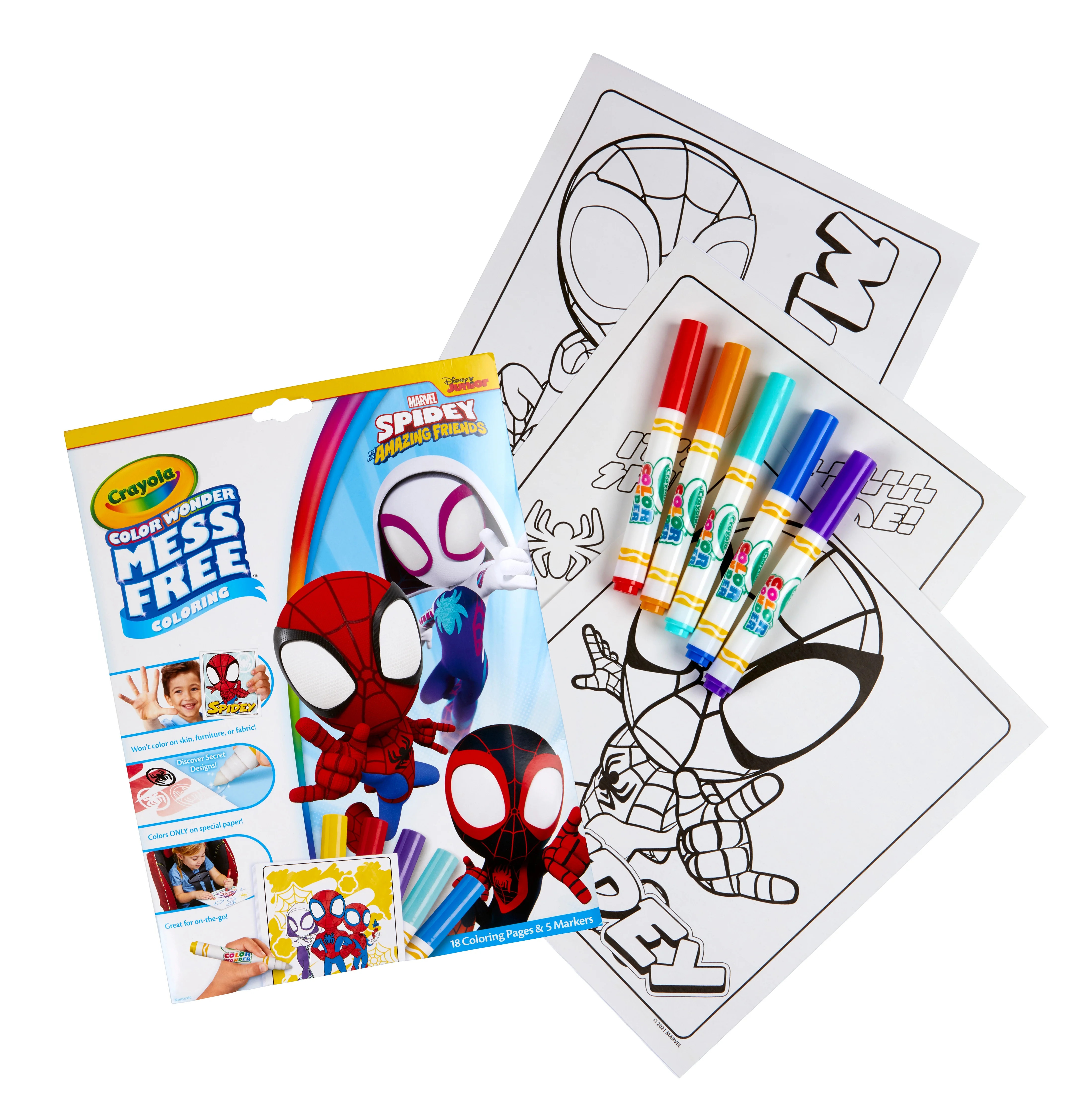 Crayola Color Wonder, Spiderman Coloring Pages & Mess Free Markers Set, Gift, Beginner Unisex Chi... | Walmart (US)