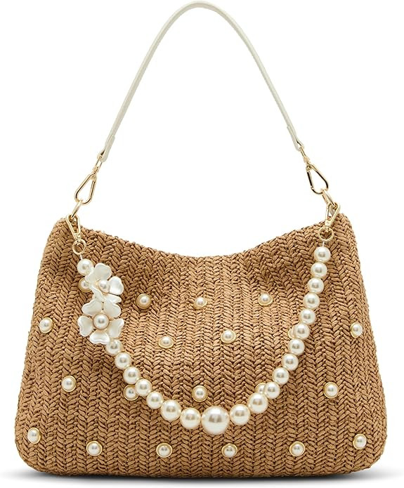 Betsey Johnson Straw Hobo with Pearl Strap | Amazon (US)