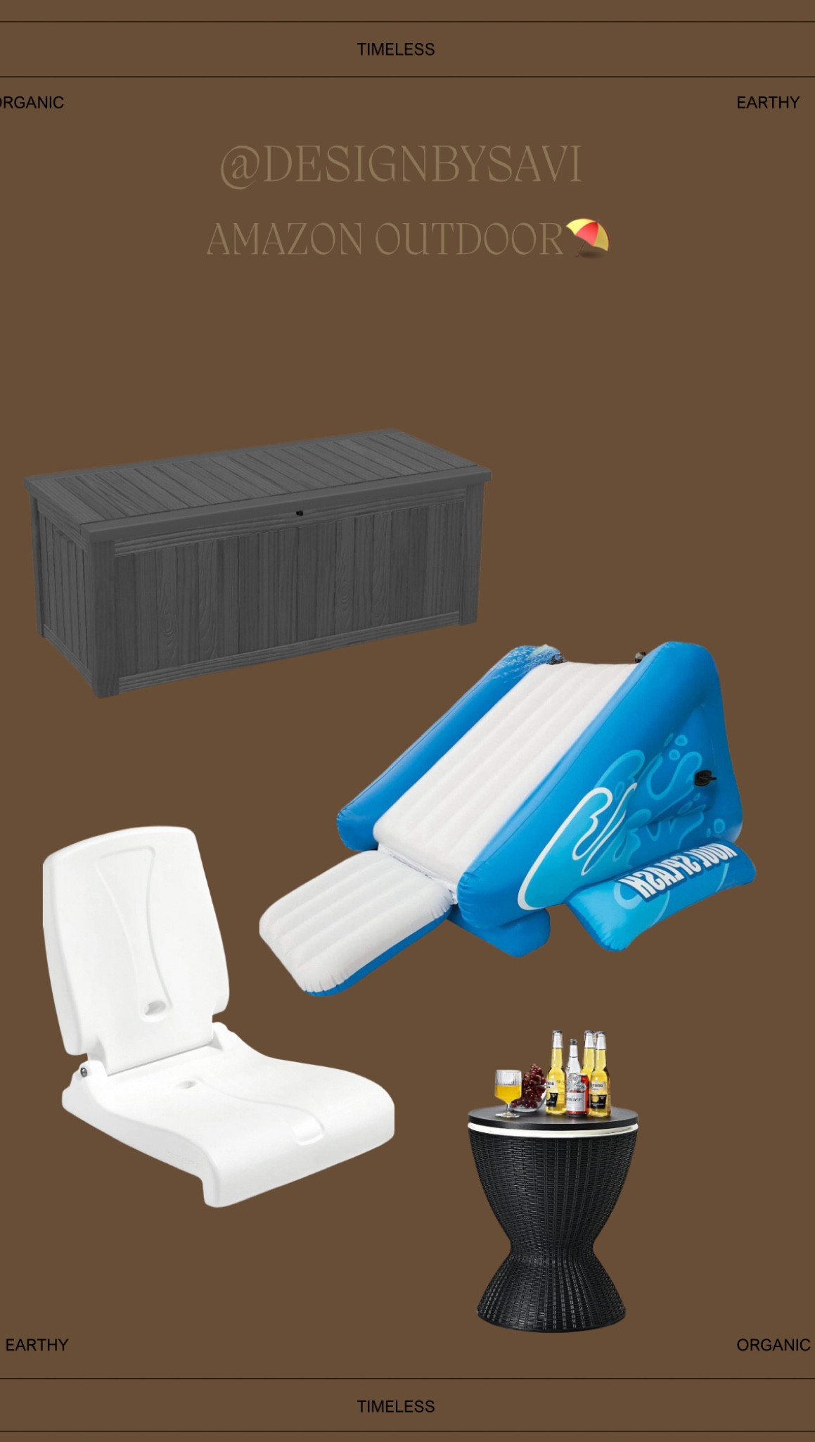 Amazon outdoor furniture must haves! ⛱️ 

Amazon finds, outdoor, slide, pool, pool slide, cooler table, pool storage 

#LTKSeasonal #LTKhome