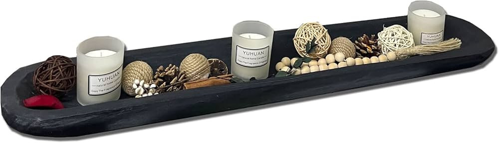 Wooden Dough Bowls Decorative，Rustic Bread Long Bowls Decor Wood Tray, Hand Carved for Table Ce... | Amazon (US)