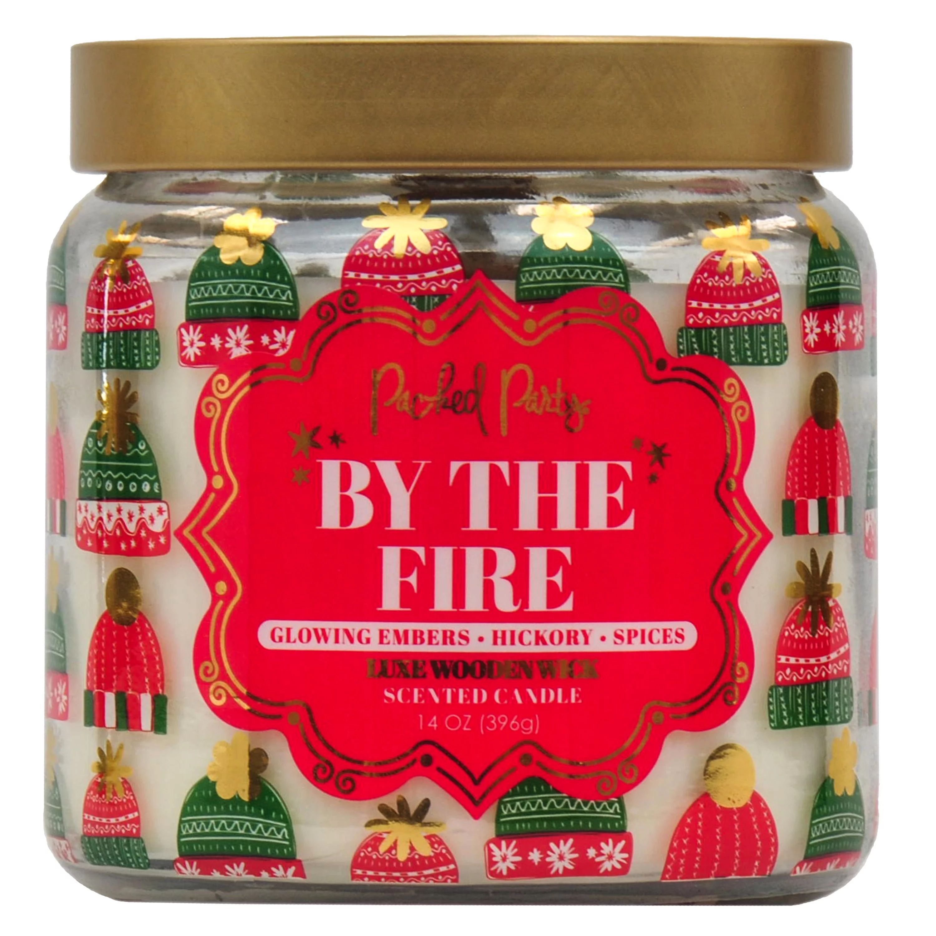 Packed Party By the Fire Wrapped Candle with Wood Wick, 14-Ounce - Walmart.com | Walmart (US)