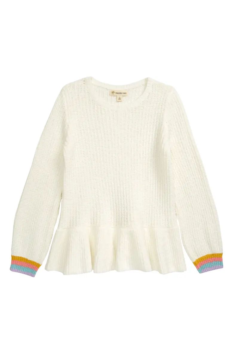 Stripe Cuff Peplum Cotton Blend Sweater | Nordstrom