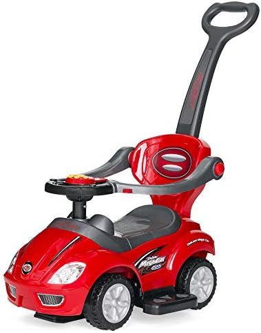 Best Choice Products Kids 3-in-1 Push and Pedal Car Toddler Ride On w/ Handle, Horn, Music - Red | Amazon (US)