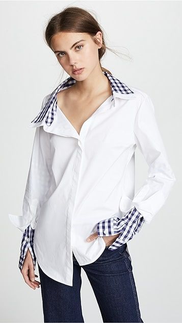 Gingham Double Collar Shirt | Shopbop