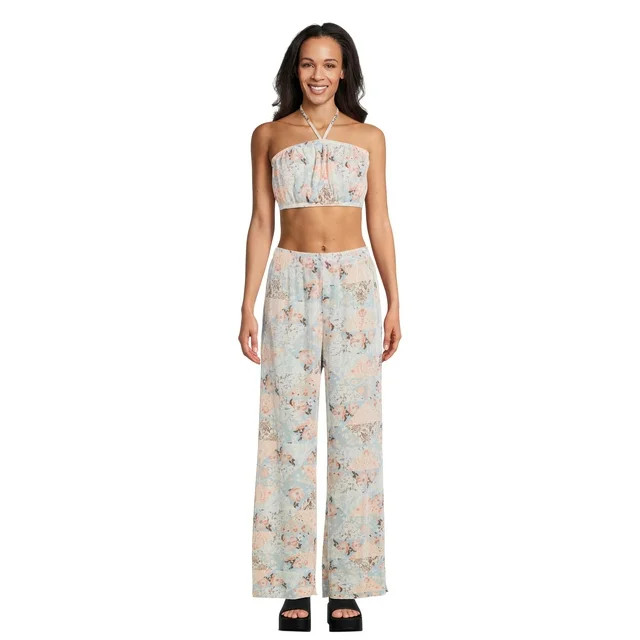 No Boundaries Juniors Tube Top and Pants Outfit Set, 2-Piece, Sizes XS-3XL | Walmart (US)